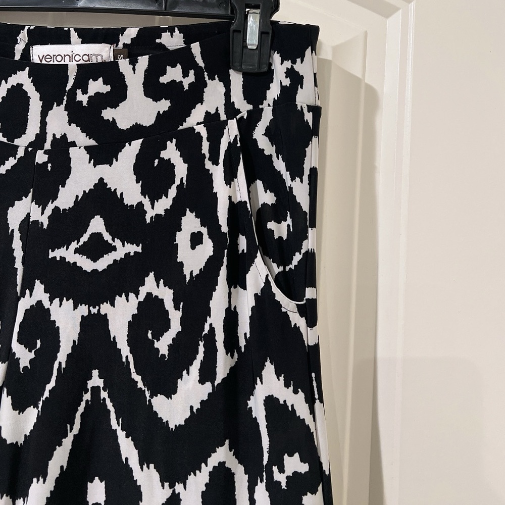Veronica M fitted stretch Wide-Leg Flare Boho Pants Palazzo Cut Flowy Pocket S - Picture 7 of 8